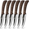 HOSHANHO Steak Knives Set of 6, Sharp 4.5″ Non Serrated Steak Knife Set | Hand Forged High Carbon Steel Dinner Steak Knives with Full Tang Wood Handle, Gift with Men(4.5″)