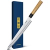 HOSHANHO Sushi Knife 10″, Sharp Japanese Sashimi Knife for Fish Filleting | High Carbon Steel Yanagiba Knife | 12° Edge | 62 HRC | octagonal G10+Olive Wood Handle | Kitchen Knives for Home & Gifting