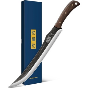 HOSHANHO 12″ Carving Slicing Knife, Sharp Butcher Breaking Knife for BBQ | Hand Forged High Carbon Steel Curved Brisket Knives for Meat Cutting with Full Tang Handle, Gift with Men(11.6″)