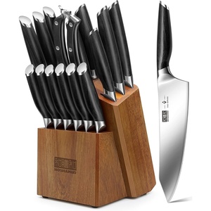 HOSHANHO 16-Piece Kitchen Knife Set with Block, Ultra Sharp Chef Knife Set | High Carbon Powder Steel Knife Block Set, Professional Knife Set with Sharpener, Ergonomic Pakkawood Handle