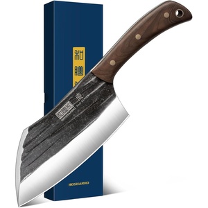 HOSHANHO 6.5″ Serbian Chef Knife, Hand Forged Butcher Meat Cleaver Knife | High Carbon Steel Cleaver Knife for Meat Cutting, Heavy Duty Butcher Knife with Full Tang for Home, Camping, BBQ Gift for Men(5.9″)