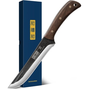 HOSHANHO 6.5″ Serbian Chef Knife, Hand Forged Butcher Meat Cleaver Knife | High Carbon Steel Cleaver Knife for Meat Cutting, Heavy Duty Butcher Knife with Full Tang for Home, Camping, BBQ Gift for Men(6.7″)
