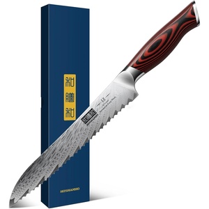 HOSHANHO 8″ Damascus Bread Knife, Ultra Sharp Serrated Sourdough Knife | 67 Layers Damascus Steel, Ultra Sharp Bread Knife with Ergonomic G10 Handle, Professional Serrated Knife for Homemade Bread(8″)