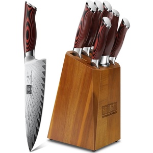 HOSHANHO Damascus Knife Set, 3PCS Ultra Sharp Kitchen Knife Set, G10 Handle | 67 Layers Damascus Steel, Professional Chef Knife Set With Ergonomic Handle, Razor Sharp Japanese Knife Set & Gift Box(7 Pieces Knife Set)
