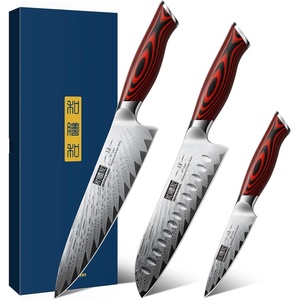 HOSHANHO Damascus Knife Set, 3PCS Ultra Sharp Kitchen Knife Set, G10 Handle | 67 Layers Damascus Steel, Professional Chef Knife Set With Ergonomic Handle, Razor Sharp Japanese Knife Set & Gift Box(3 Pieces Knife Set)