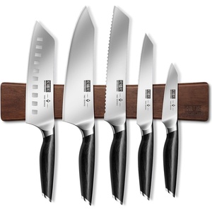 HOSHANHO Knife Set with Magnetic Knife Holder, 6-Piece Kitchen Knife Set | High Carbon Powder Steel Chef Knives Sets with Ergonomic Pakkawood Handle, Gifts for Men and Women(6″)