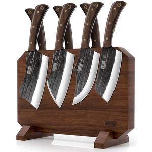 HOSHANHO Steak Knives Set of 6, Sharp 4.5″ Non Serrated Steak Knife Set | Hand Forged High Carbon Steel Dinner Steak Knives with Full Tang Wood Handle, Gift with Men(6″)