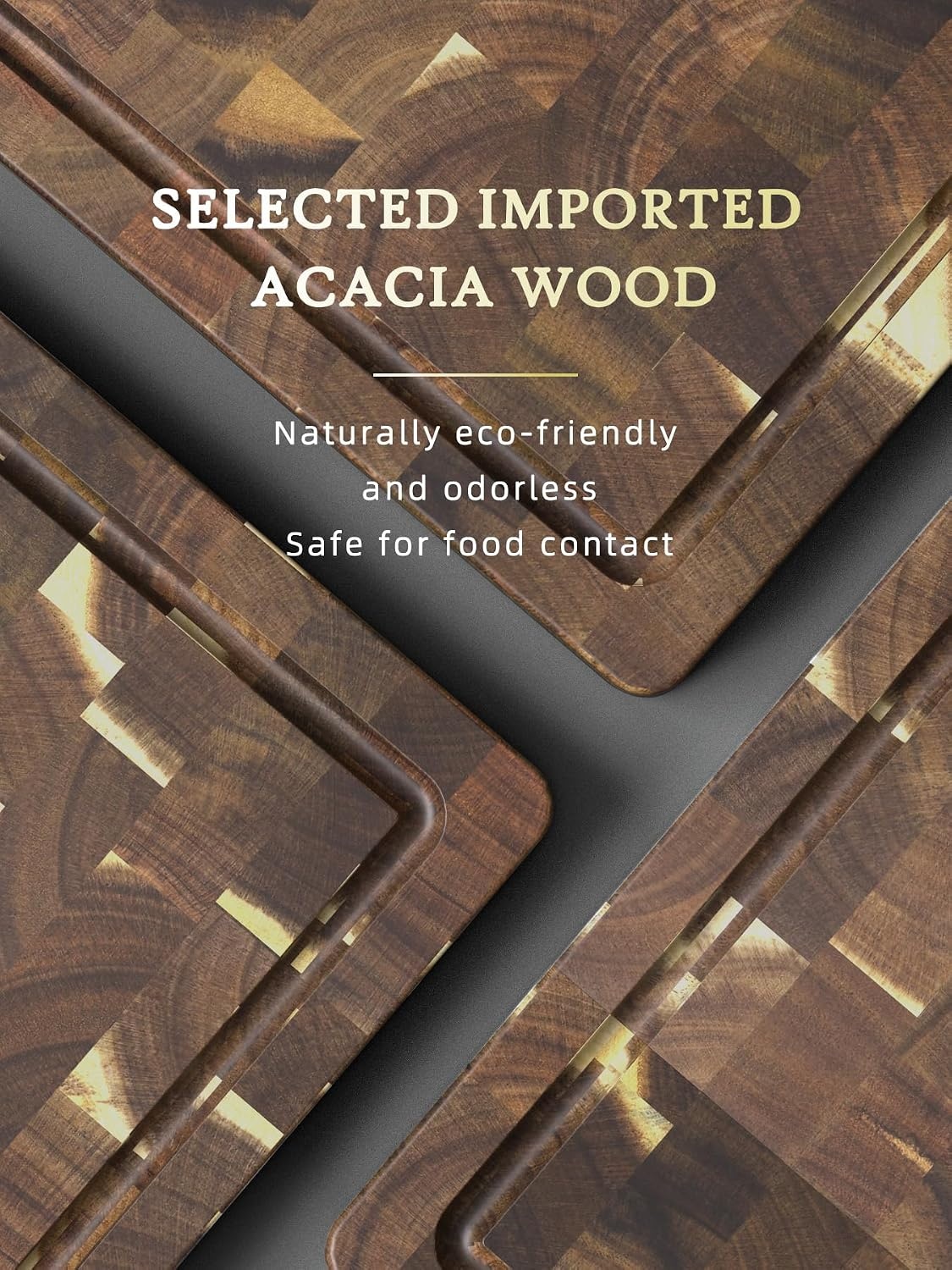 image:imageHOSHANHO 3 Packs Cutting Board Set Extra Large Acacia Wood Cutting Boards Durable Chopping Board for Kitchen Meal Prep Charcuterie Board with Builtin Ergonomic Handles and Deep Juice Grooves