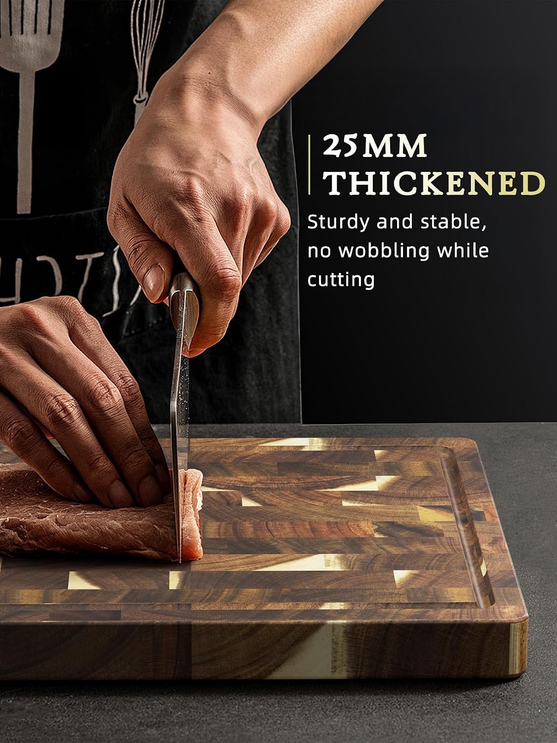 image:imageHOSHANHO 3 Packs Cutting Board Set Extra Large Acacia Wood Cutting Boards Durable Chopping Board for Kitchen Meal Prep Charcuterie Board with Builtin Ergonomic Handles and Deep Juice Grooves
