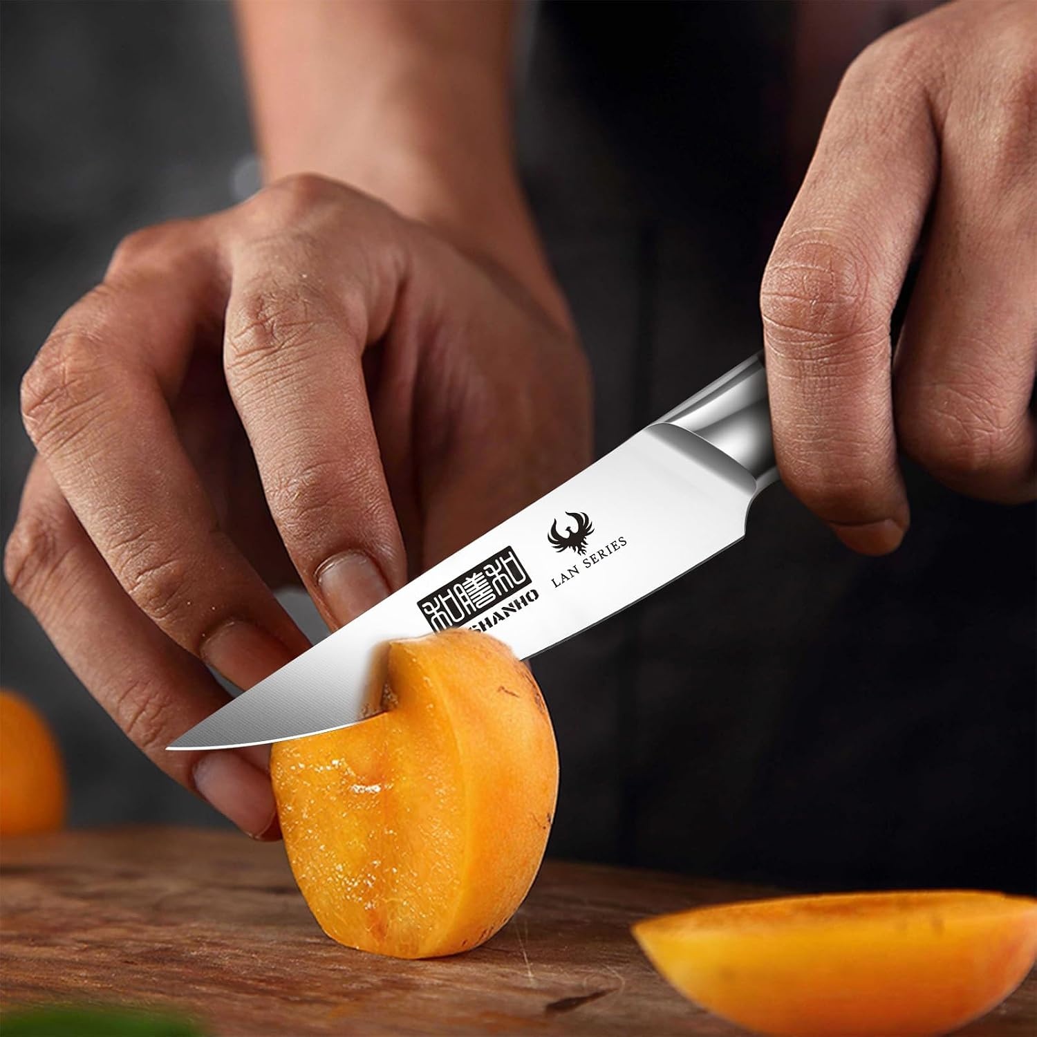 image:imageHOSHANHO 5PCS Japanese Kitchen Knife Set Sharp Chef Knives amp Wood Handle Professional Ultra Sharp HighCarbon Stainless Steel Cooking Knife Set with Ergonomic Wood Handle Elegant Box for Home Gift3 Pieces Knife Set