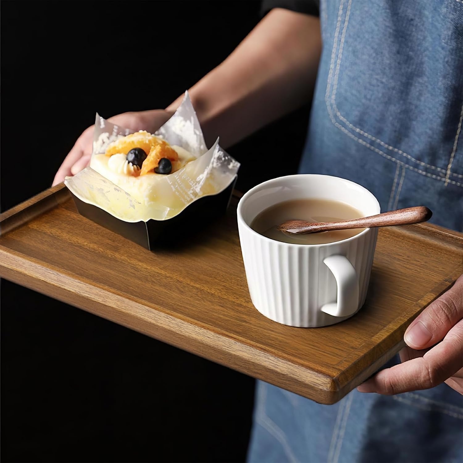 image:imageHOSHANHO Acacia Wood Serving Tray 16x10 Charcuterie Board amp NonSlip Pads Premium Acacia Wood Platter for Cheese Meat amp Snacks NonSlip Pads Keep Tray Steady Ideal for Parties Dining amp Daily Use14 x 10 x 1