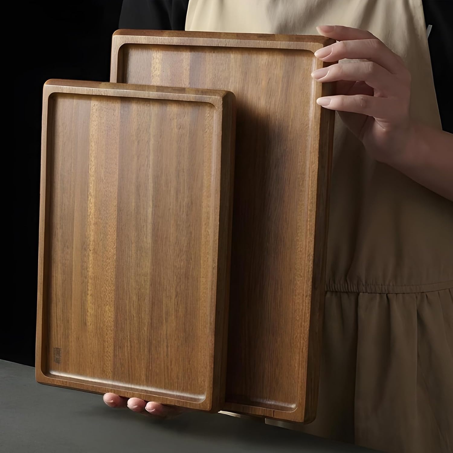 image:imageHOSHANHO Acacia Wood Serving Tray 16x10 Charcuterie Board amp NonSlip Pads Premium Acacia Wood Platter for Cheese Meat amp Snacks NonSlip Pads Keep Tray Steady Ideal for Parties Dining amp Daily Use16 x 10 x 1