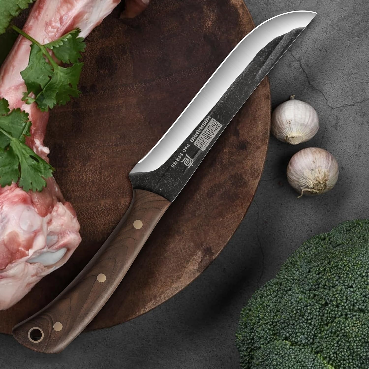 image:imageHOSHANHO Butcher Knife Set 3PCS Sharp Fillet amp Utility amp Paring Knife Set Hand Forged Kitchen Knife Set Upgraded High Carbon Stainless Steel Meat Cutting for Home Outdoor Gift for Men67