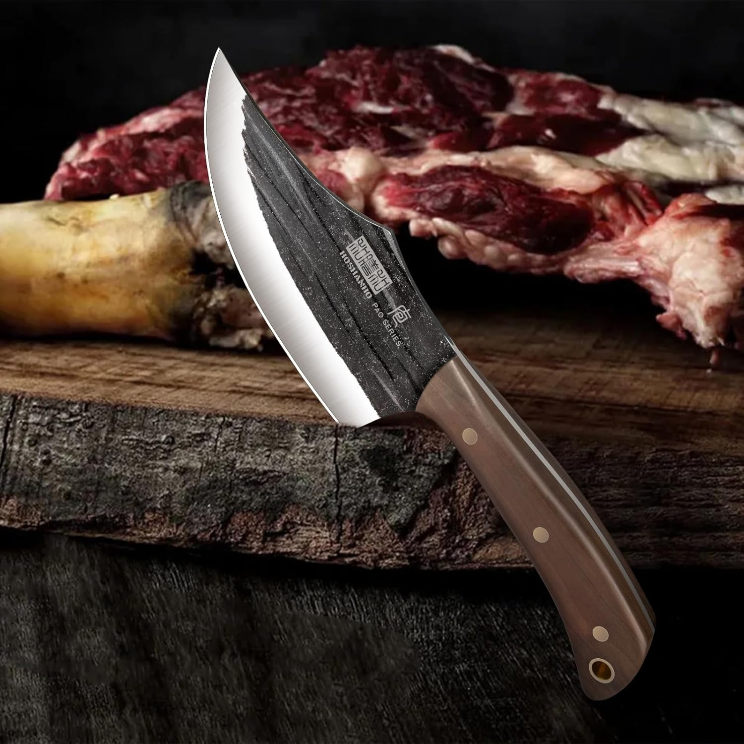 image:imageHOSHANHO Butcher Knife Set 3PCS Sharp Fillet amp Utility amp Paring Knife Set Hand Forged Kitchen Knife Set Upgraded High Carbon Stainless Steel Meat Cutting for Home Outdoor Gift for Men65