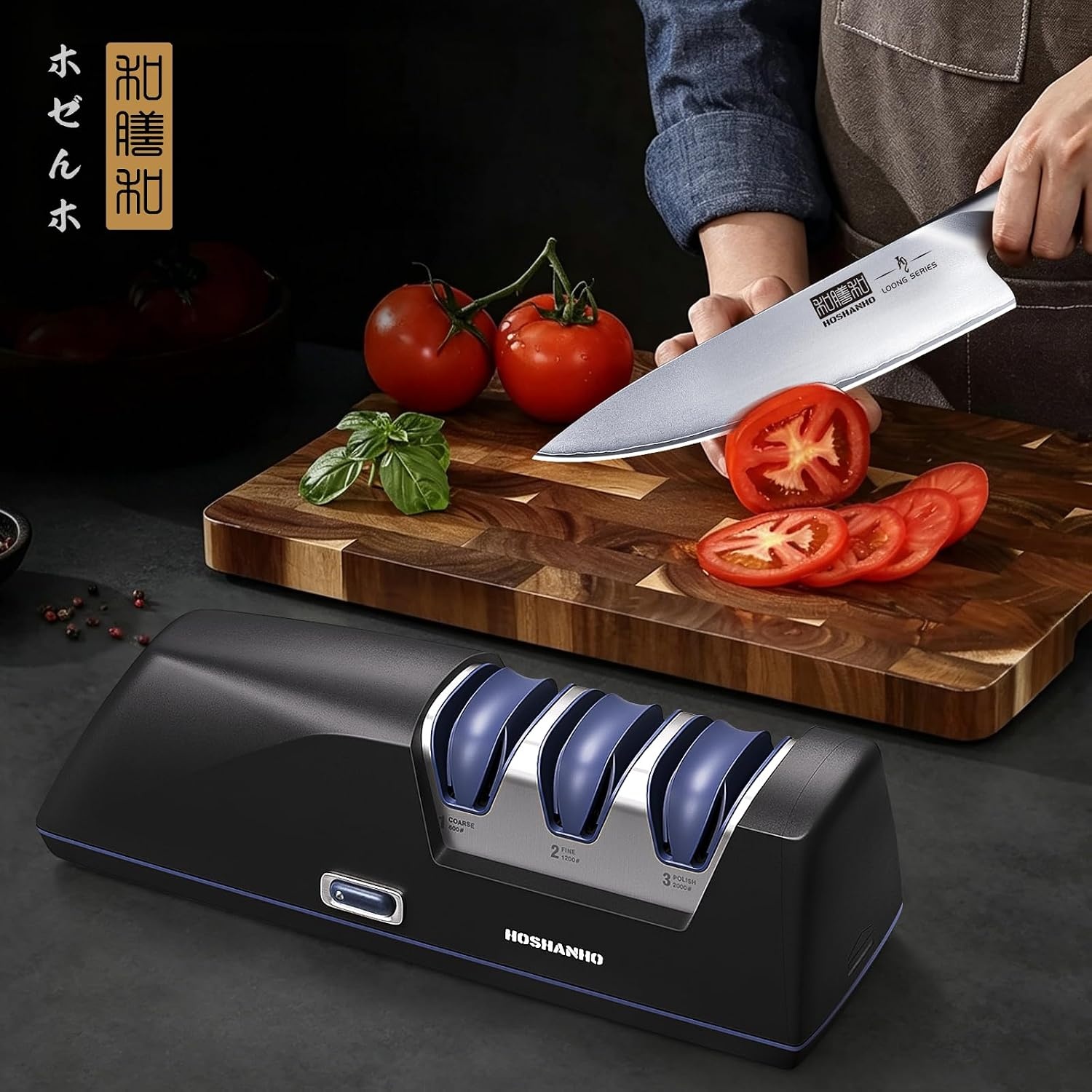 image:imageHOSHANHO Electric Knife Sharpener 3Stage Knife Sharpener for All Knives Professional Diamond Knife Sharpener Electric Replaceable Grinding Wheels amp 20 Precision Guide 40s Fast Sharpening Polish