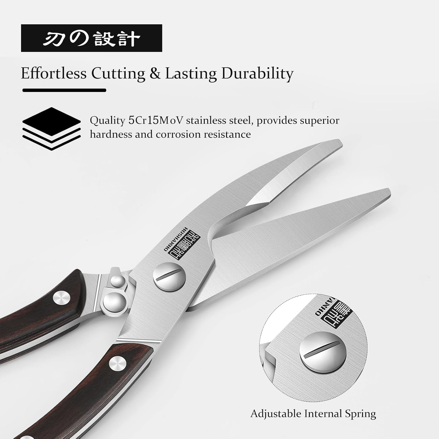 image:imageHOSHANHO Kitchen Scissors Heavy Duty Sharp Kitchen Shears for Poultry Stainless Steel Kitchen Scissors with NonSlip Handle amp Safety Lock All Purpose Cooking Scissors for MeatTurkeyVegetables