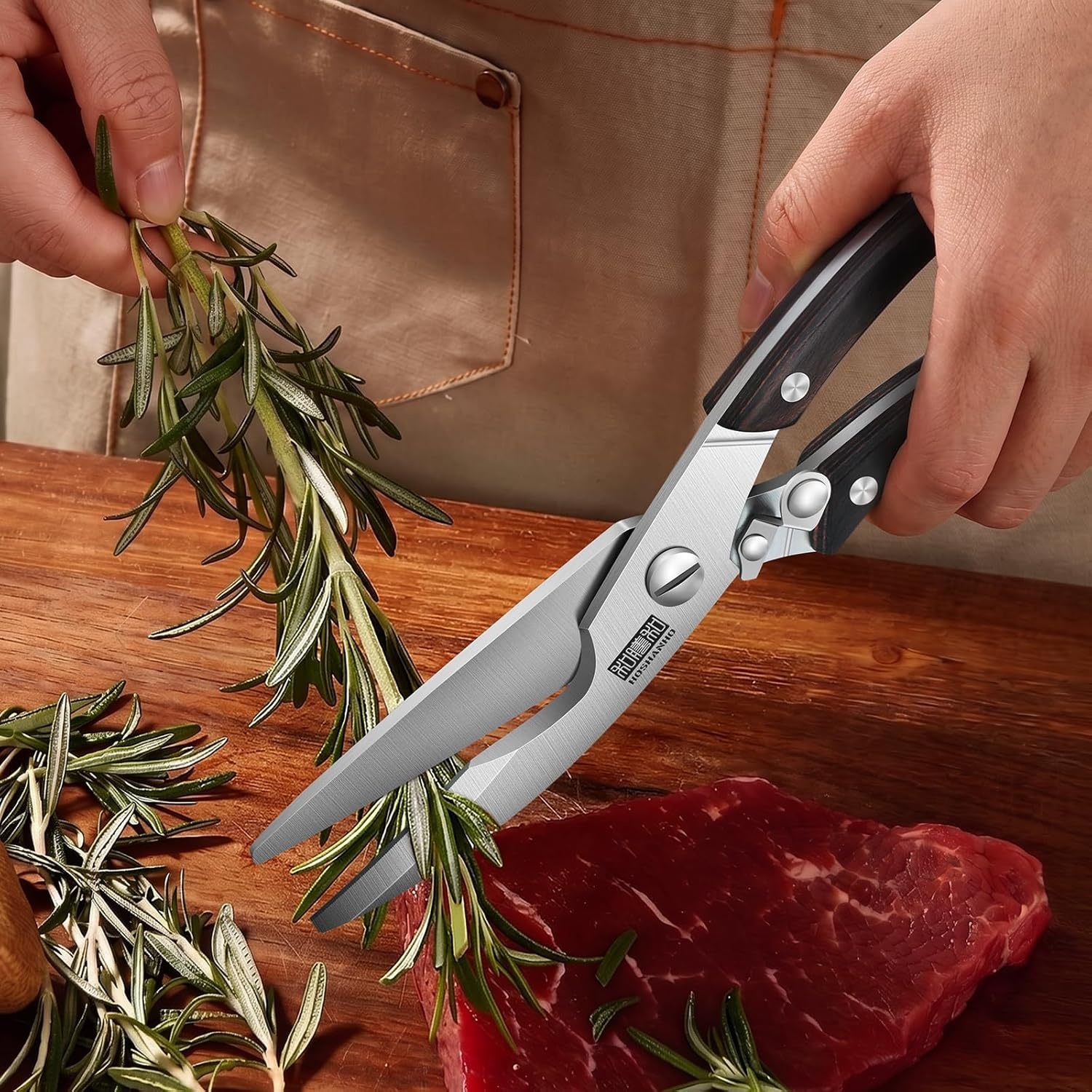 image:imageHOSHANHO Kitchen Scissors Heavy Duty Sharp Kitchen Shears for Poultry Stainless Steel Kitchen Scissors with NonSlip Handle amp Safety Lock All Purpose Cooking Scissors for MeatTurkeyVegetables