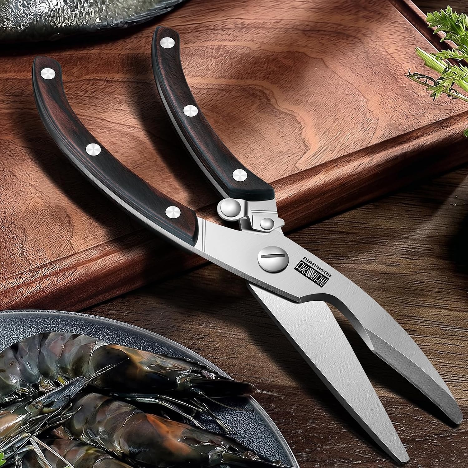 image:imageHOSHANHO Kitchen Scissors Heavy Duty Sharp Kitchen Shears for Poultry Stainless Steel Kitchen Scissors with NonSlip Handle amp Safety Lock All Purpose Cooking Scissors for MeatTurkeyVegetables