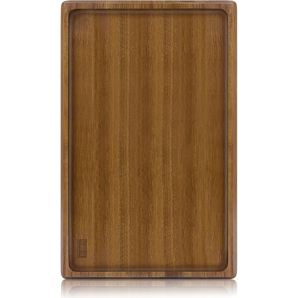 image:imageHOSHANHO Acacia Wood Serving Tray 16x10 Charcuterie Board amp NonSlip Pads  Premium Acacia Wood Platter for Cheese Meat amp Snacks NonSlip Pads Keep Tray Steady Ideal for Parties Dining amp Daily Use16 x 10 x 1