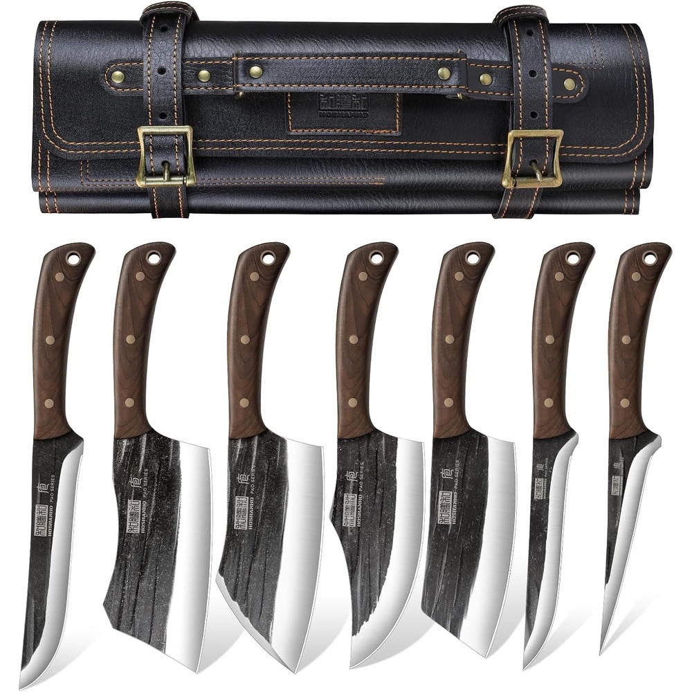 image:imageHOSHANHO Butcher Knife Set 3PCS Sharp Fillet amp Utility amp Paring Knife Set Hand Forged Kitchen Knife Set Upgraded High Carbon Stainless Steel Meat Cutting for Home Outdoor Gift for Men65