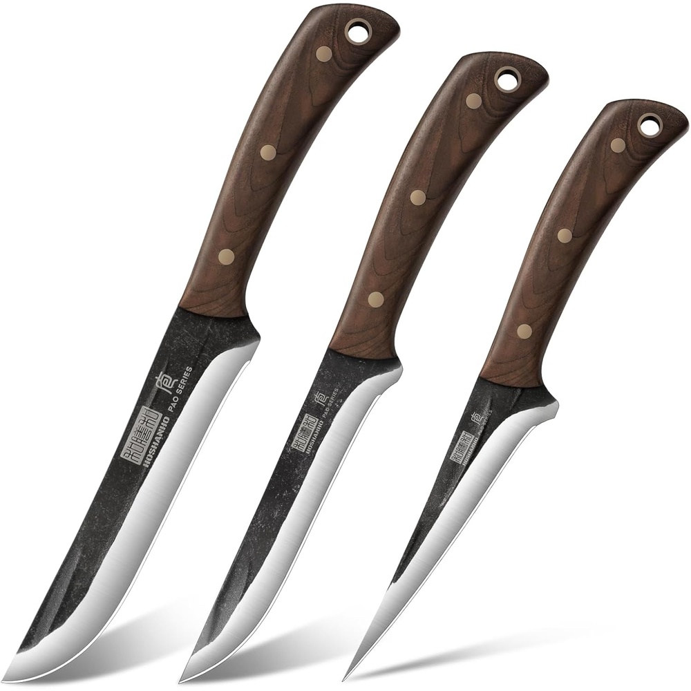 image:imageHOSHANHO Butcher Knife Set 3PCS Sharp Fillet amp Utility amp Paring Knife Set Hand Forged Kitchen Knife Set Upgraded High Carbon Stainless Steel Meat Cutting for Home Outdoor Gift for Men67
