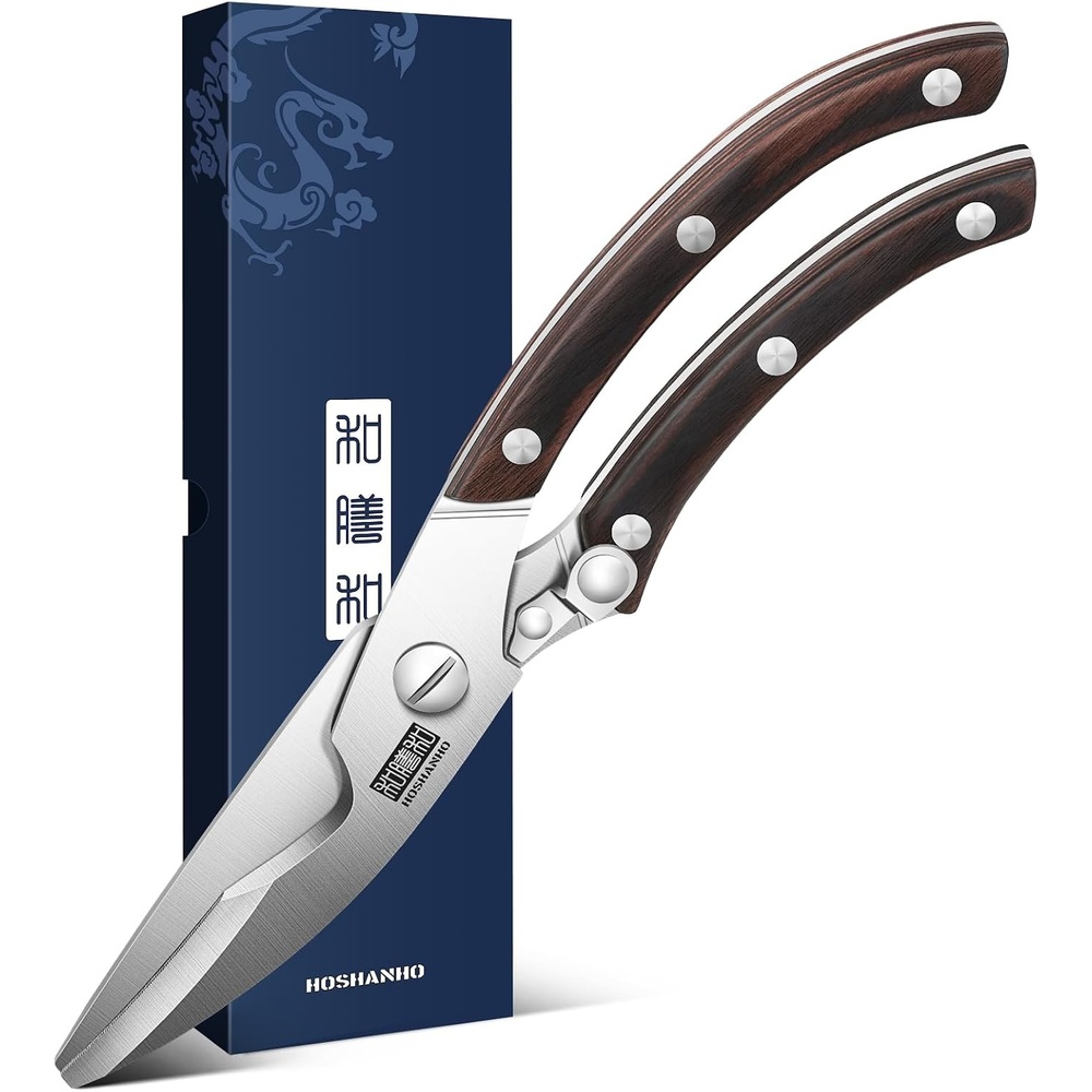 image:imageHOSHANHO Kitchen Scissors Heavy Duty Sharp Kitchen Shears for Poultry Stainless Steel Kitchen Scissors with NonSlip Handle amp Safety Lock All Purpose Cooking Scissors for MeatTurkeyVegetables