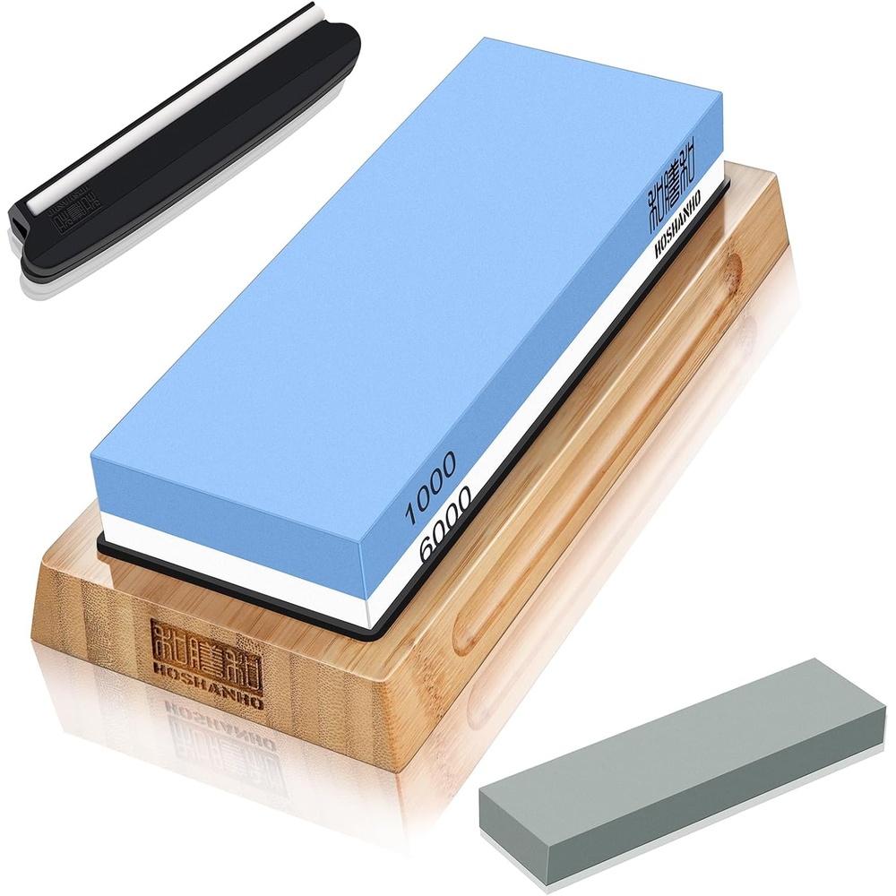 image:imageHOSHANHO Knife Sharpening Stone Set DoubleSided Grit 10006000 Whetstone Complete Knife Sharpener Stone Kit Wet Stone for Sharping Knives with Nonslip Rubber Base Angle Guide