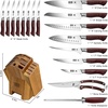 HOSHANHO 5PCS Japanese Kitchen Knife Set, Sharp Chef Knives & Wood Handle | Professional Ultra Sharp High-Carbon Stainless Steel Cooking Knife Set with Ergonomic Wood Handle, Elegant Box for Home Gift(18 Pieces Knife Set)