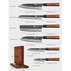 HOSHANHO 7 Pcs Knife Set with Magnetic Knife Block, Ultra Sharp Knife Set | Hand Forged 9 Layers 10CR15MOV High Carbon Steel Kitchen Knife Set, Japanese Chef Knife Set with Ergonomic Rosewood Handle(7 Pieces Knife Set)