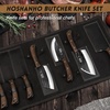 HOSHANHO Butcher Knife Set 3PCS, Sharp Fillet & Utility & Paring Knife Set | Hand Forged Kitchen Knife Set, Upgraded High Carbon Stainless Steel Meat Cutting for Home, Outdoor, Gift for Men(6.5″)