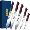 HOSHANHO 5PCS Japanese Kitchen Knife Set, Sharp Chef Knives & Wood Handle | Professional Ultra Sharp High-Carbon Stainless Steel Cooking Knife Set with Ergonomic Wood Handle, Elegant Box for Home Gift(5 Pieces Knife Set)
