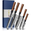 HOSHANHO 7 Pcs Knife Set with Magnetic Knife Block, Ultra Sharp Knife Set | Hand Forged 9 Layers 10CR15MOV High Carbon Steel Kitchen Knife Set, Japanese Chef Knife Set with Ergonomic Rosewood Handle(5 Pieces Knife Set)