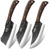 HOSHANHO Butcher Knife Set 3PCS, Sharp Fillet & Utility & Paring Knife Set | Hand Forged Kitchen Knife Set, Upgraded High Carbon Stainless Steel Meat Cutting for Home, Outdoor, Gift for Men(6″)