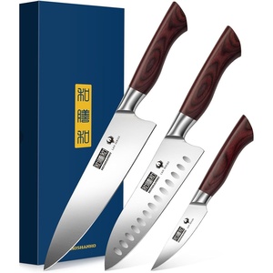 HOSHANHO 5PCS Japanese Kitchen Knife Set, Sharp Chef Knives & Wood Handle | Professional Ultra Sharp High-Carbon Stainless Steel Cooking Knife Set with Ergonomic Wood Handle, Elegant Box for Home Gift(3 Pieces Knife Set)