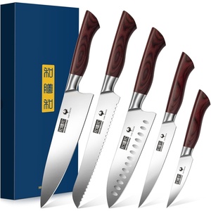 HOSHANHO 5PCS Japanese Kitchen Knife Set, Sharp Chef Knives & Wood Handle | Professional Ultra Sharp High-Carbon Stainless Steel Cooking Knife Set with Ergonomic Wood Handle, Elegant Box for Home Gift(5 Pieces Knife Set)
