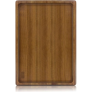 HOSHANHO Acacia Wood Serving Tray 16×10 Charcuterie Board & Non-Slip Pads | Premium Acacia Wood Platter for Cheese, Meat & Snacks, Non-Slip Pads Keep Tray Steady, Ideal for Parties, Dining & Daily Use(14″ x 10″ x 1″)