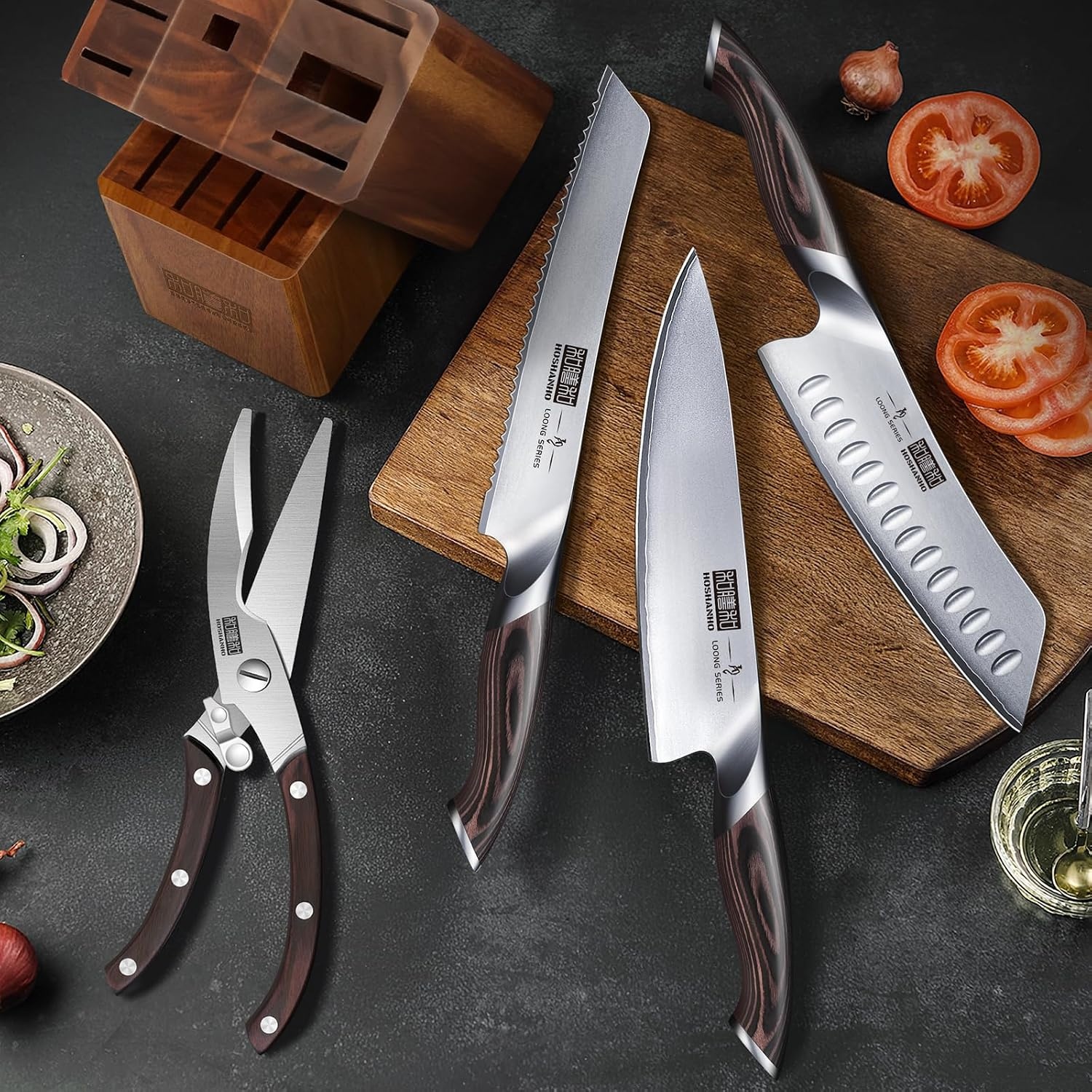 image:imageHOSHANHO 12PCS Knife Set with Block Ultra Sharp Japanese Kitchen Knife Set