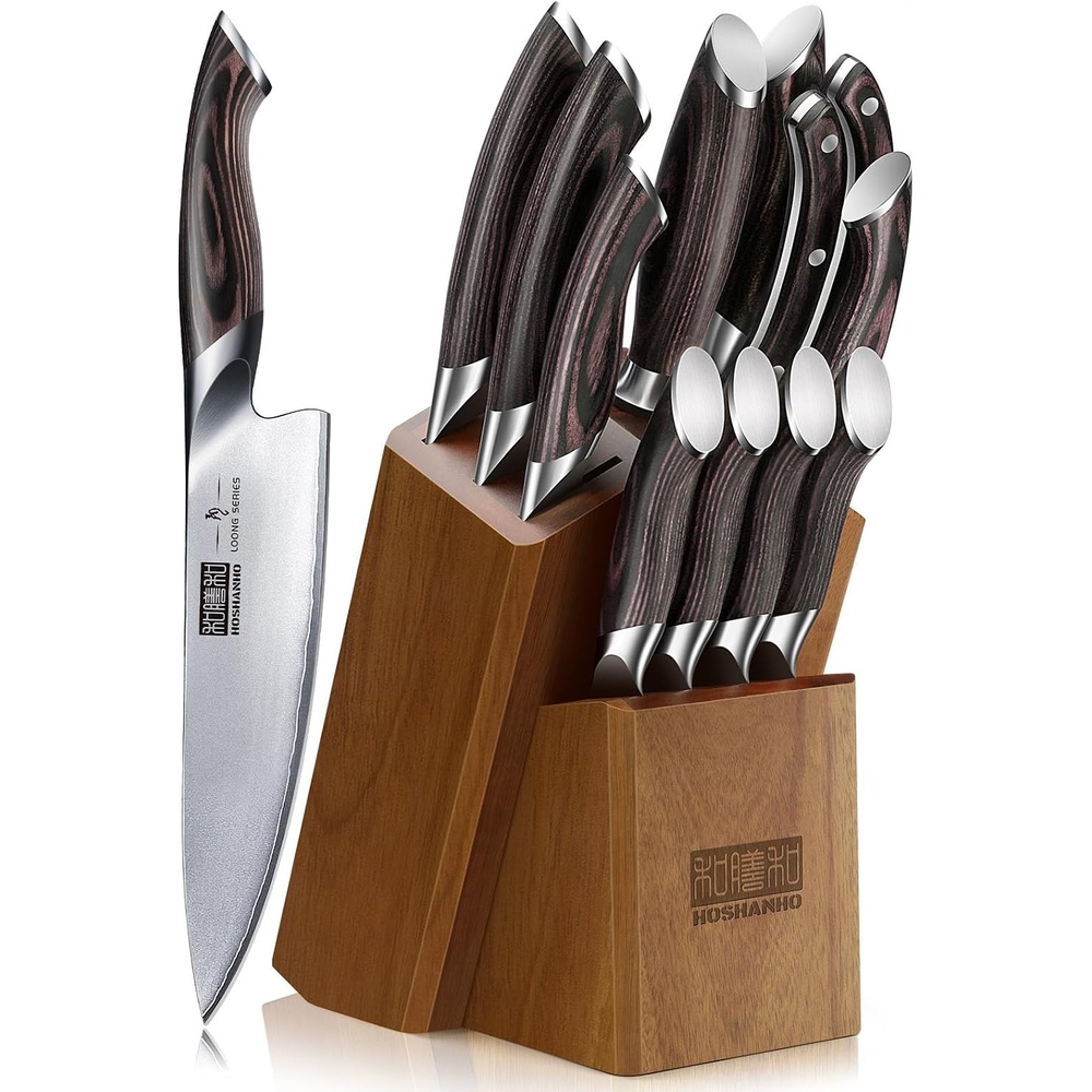 image:imageHOSHANHO 12PCS Knife Set with Block Ultra Sharp Japanese Kitchen Knife Set